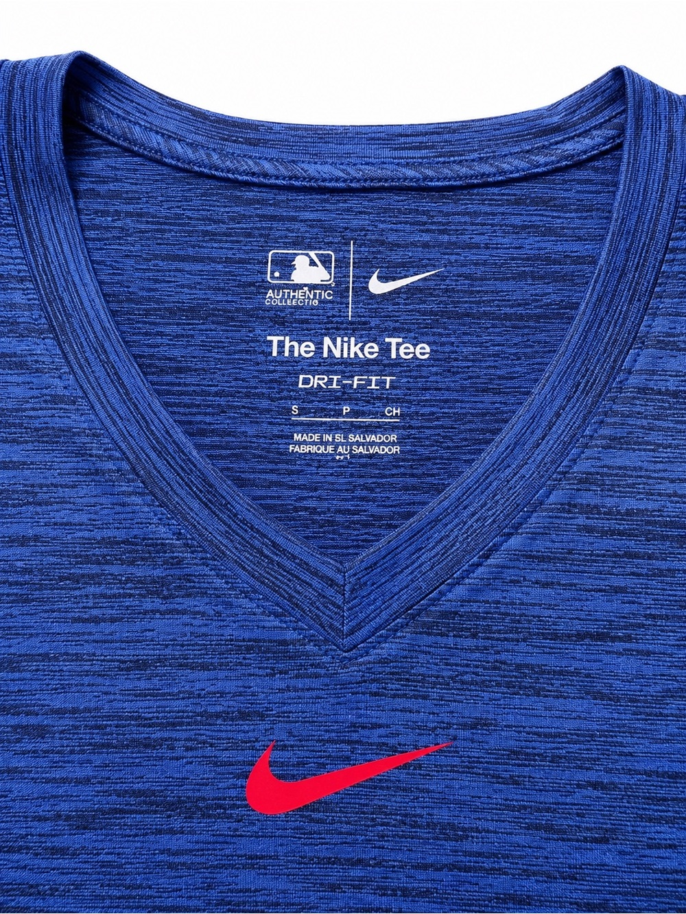 Nike Royal Blue Chicago Cubs V-Neck Tee with Red Logo - Picture 4 of 4